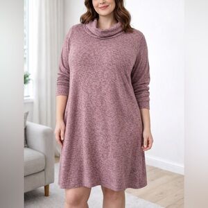 No Comment Mauve Cowl Neck Sweater Dress - Size 2X